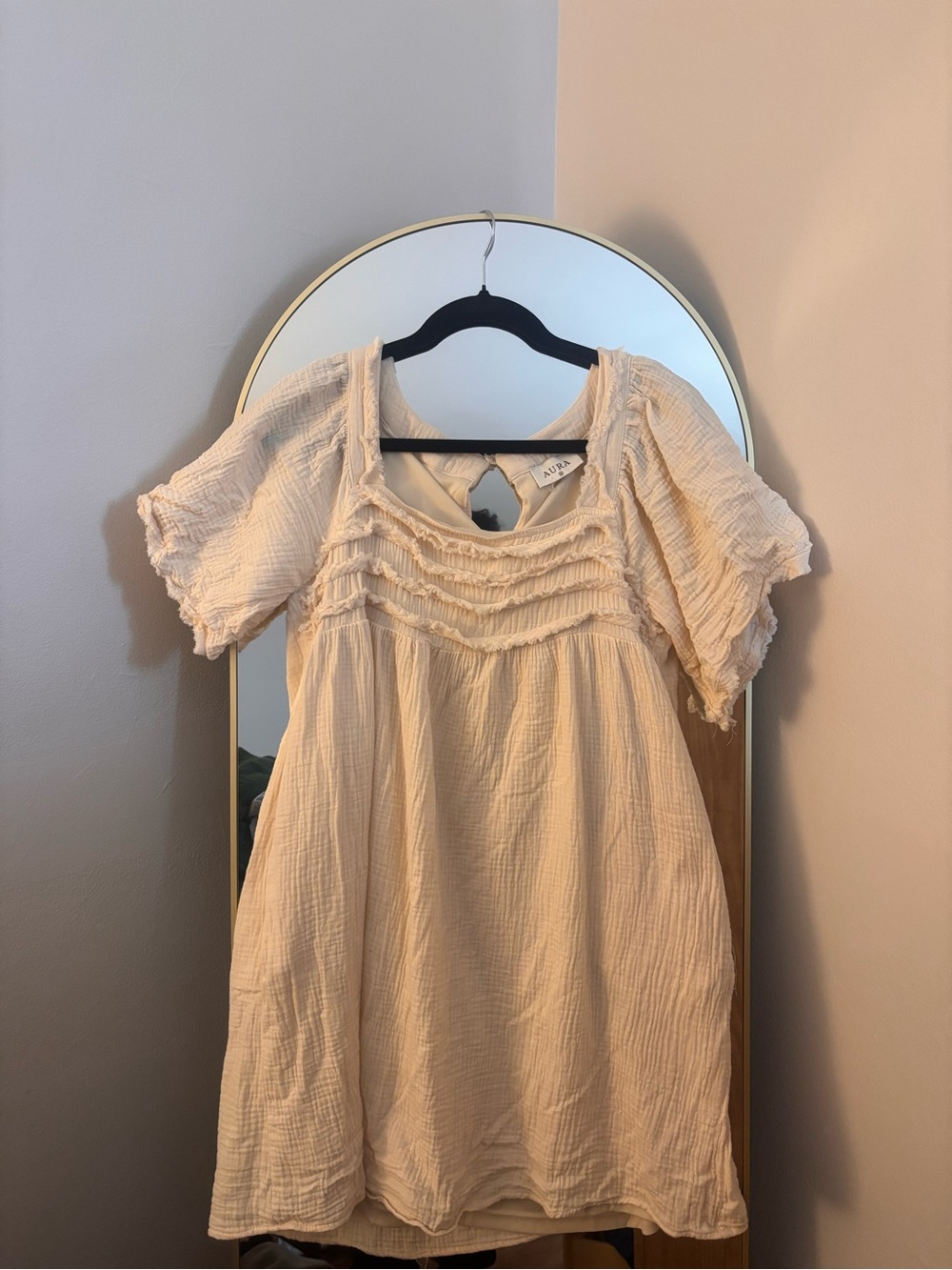 Aura Cream Textured Mini Dress
